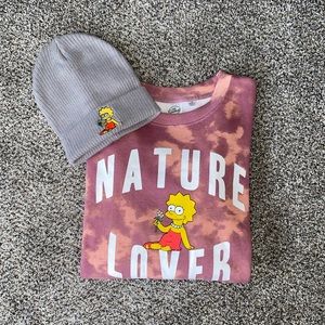 The Simpsons Lisa Nature Lover Sweatshirt With Matching Beanie Brand New